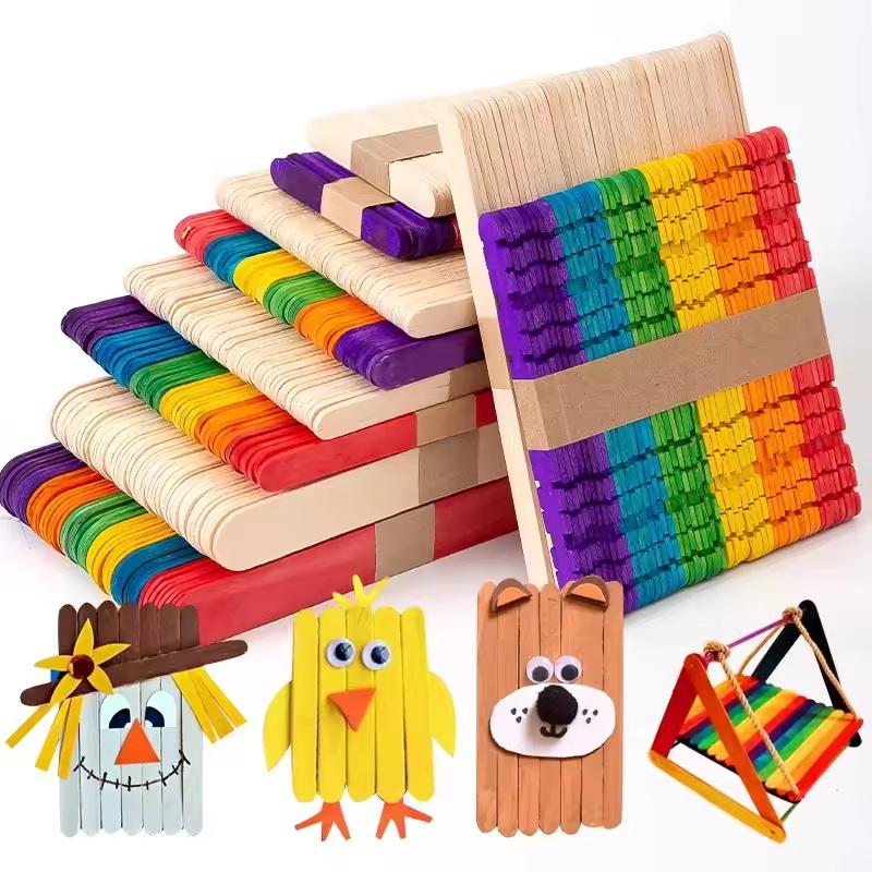 Art Craft School - Bulk Colorful Wooden Ice Cream Sticks