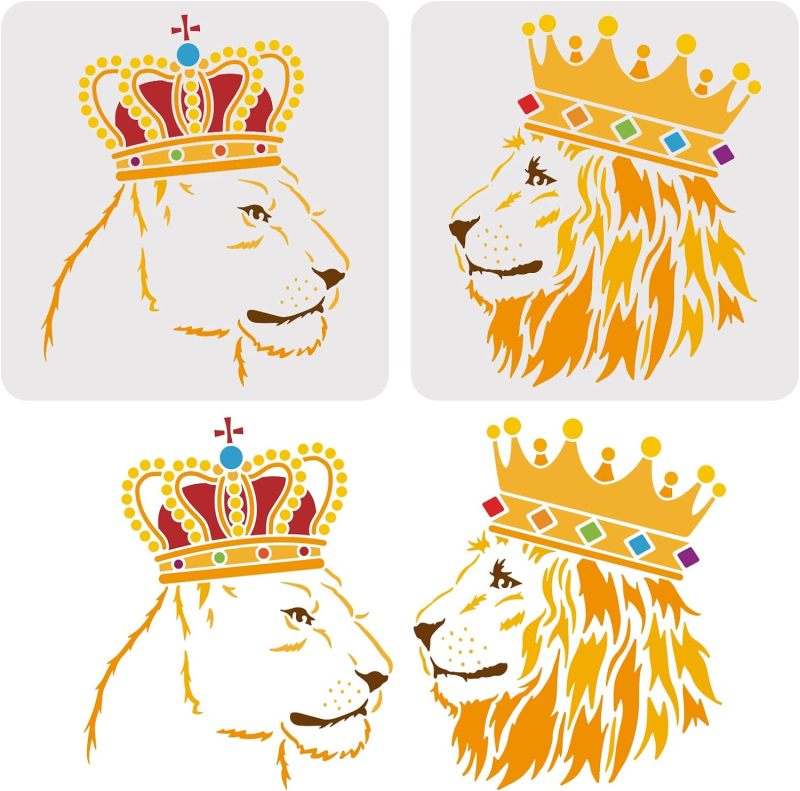 Queen Art Craft - 2 Pcs Lion Stencils 11.8x11.8inch Large