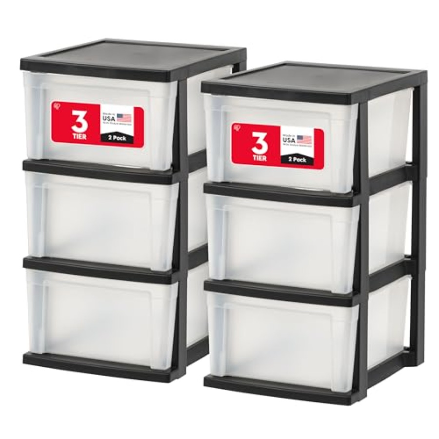 Art Craft Room - Plastic Drawer Storage Organizer 3-Drawers 2-Pack