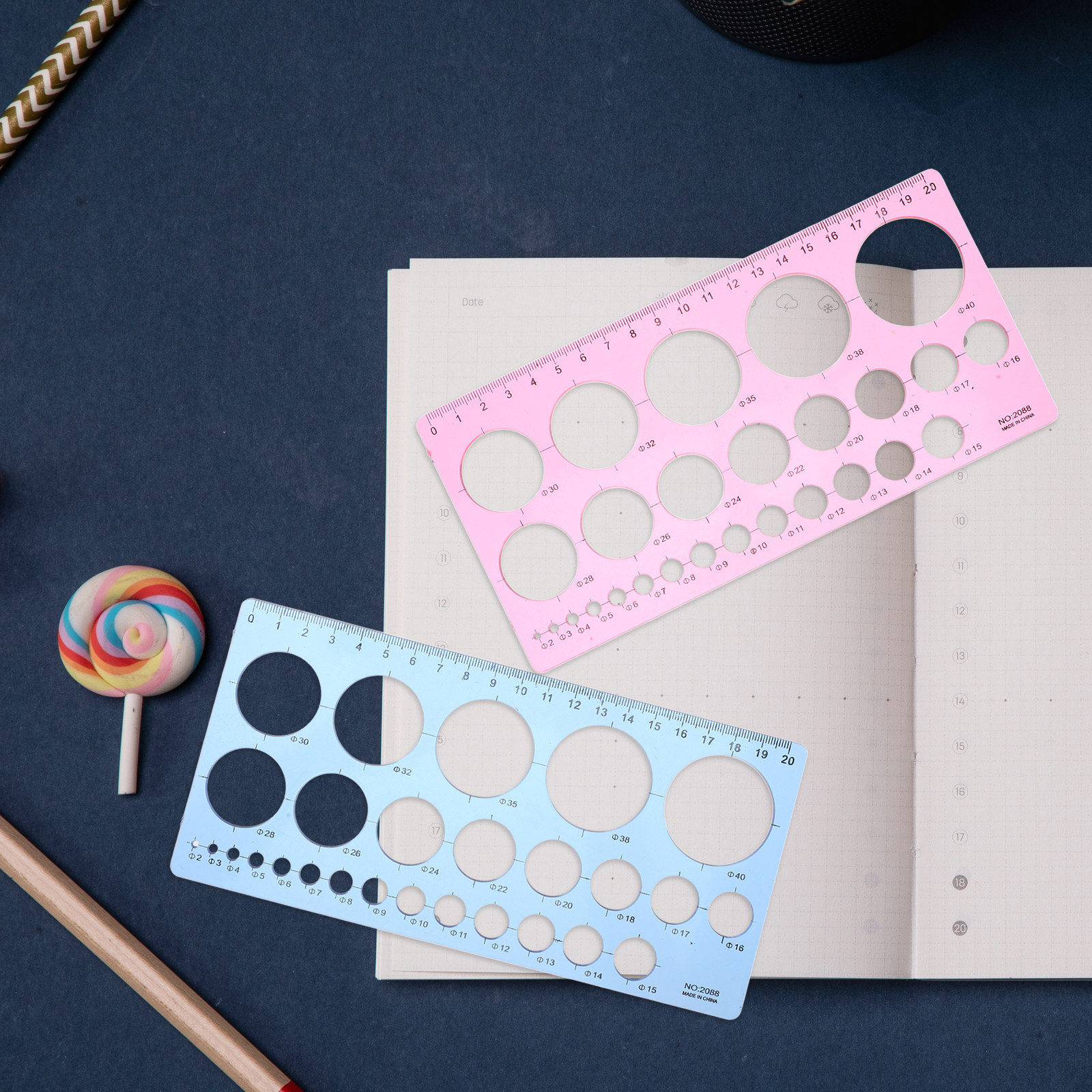 Art Craft School - 2Pcs Circle Template Ruler Geometric Drawing