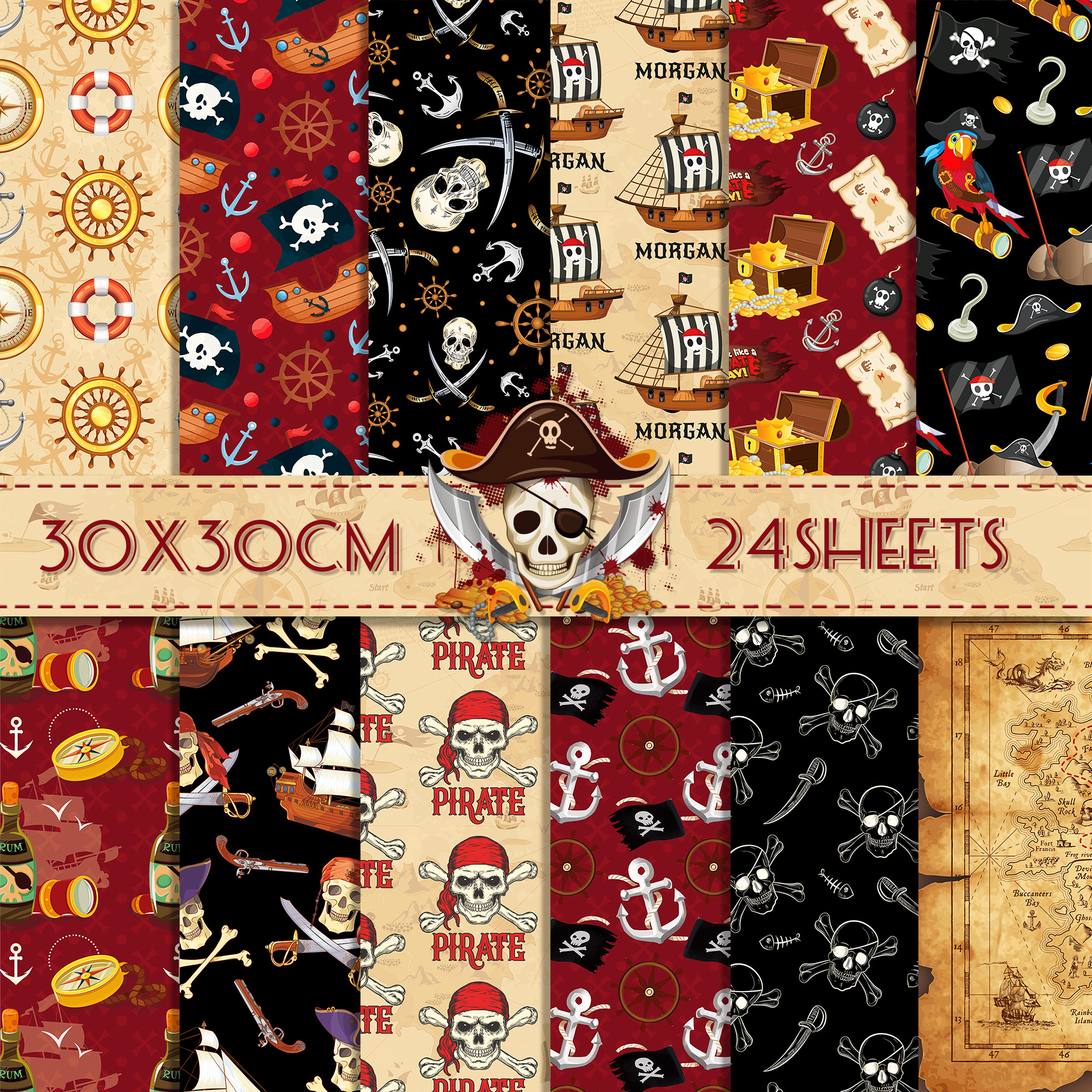 Art And Craft Photos - 24pcs European Pirate Theme DIY Scrapbook