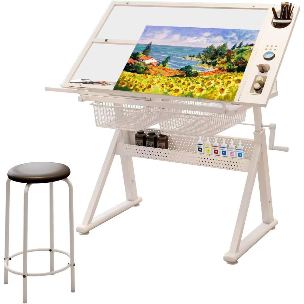 Art & Craft Paper Origami - Adjustable Art Desk with Tempered Glass