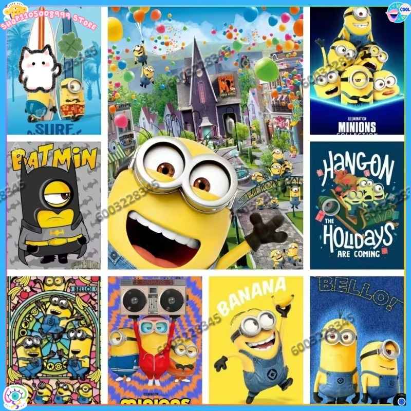 Art Craft Love - 1PC Frameless Canvas Painting Cute-M-Minions Cartoon