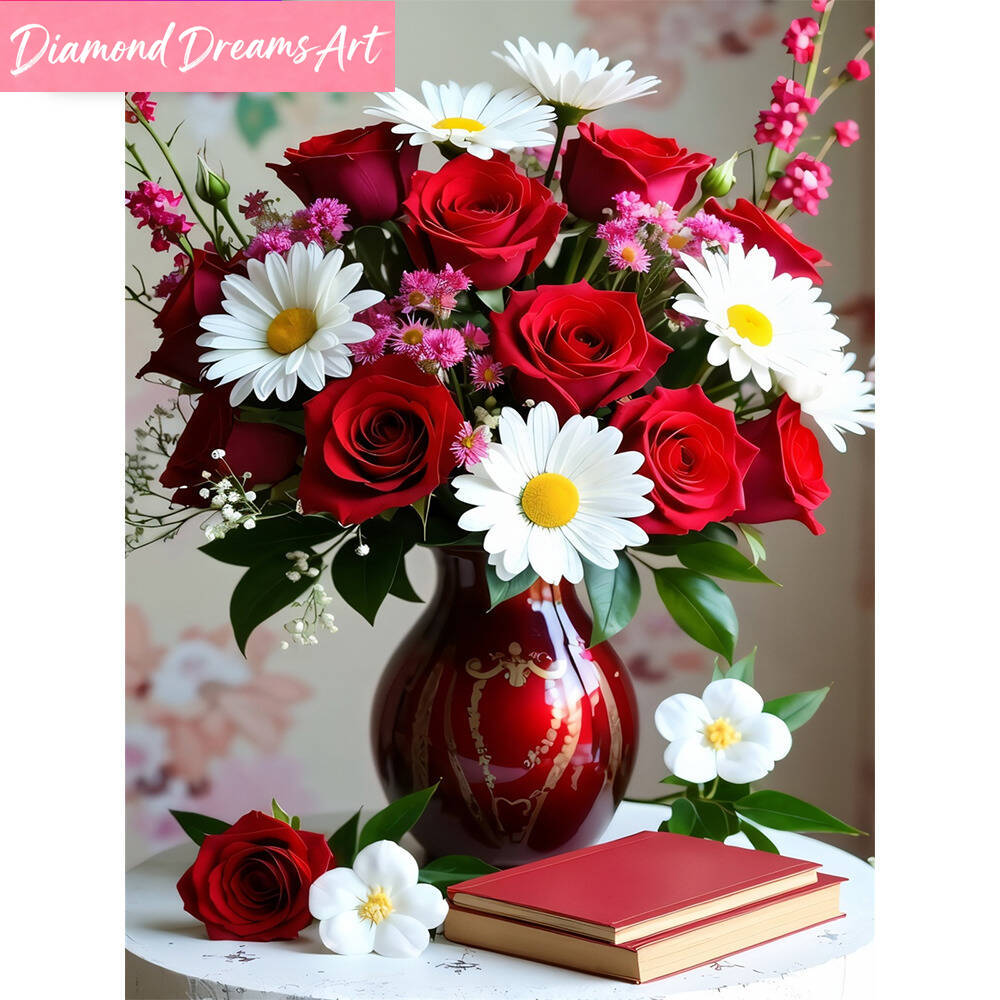 Art Craft Vase - 5D DIY Diamond Embroidery Rose Mosaic