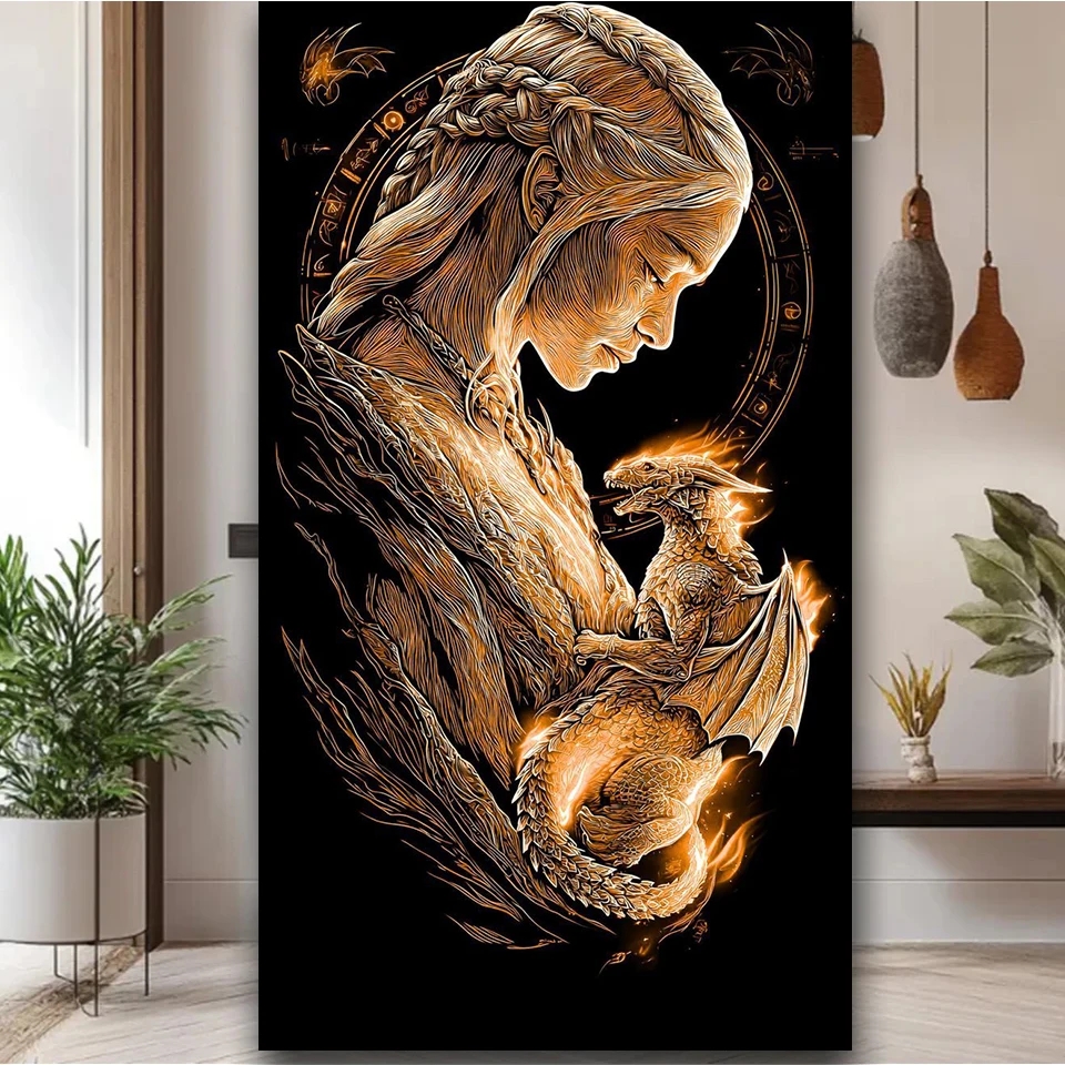 Queen Art Craft - Vibrant Golden Queen and dragon 5D