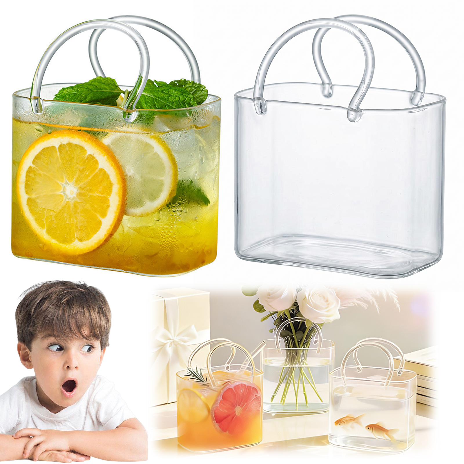 Glass Purse with Glass Straw C - Art Craft Vase recension och pris