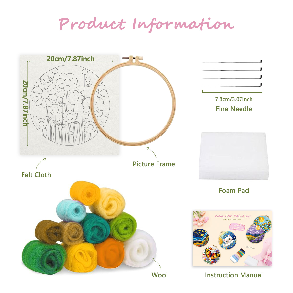 CHENISTORY Wool Painting Kits  - Embroidery Hoop Kit recension och pris