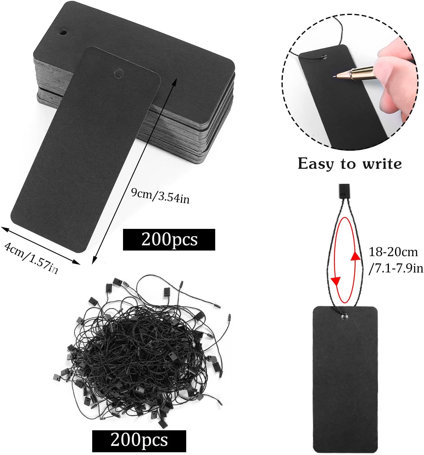 200 Black Paper Clothing Tags  - Art Craft Paper recension och pris