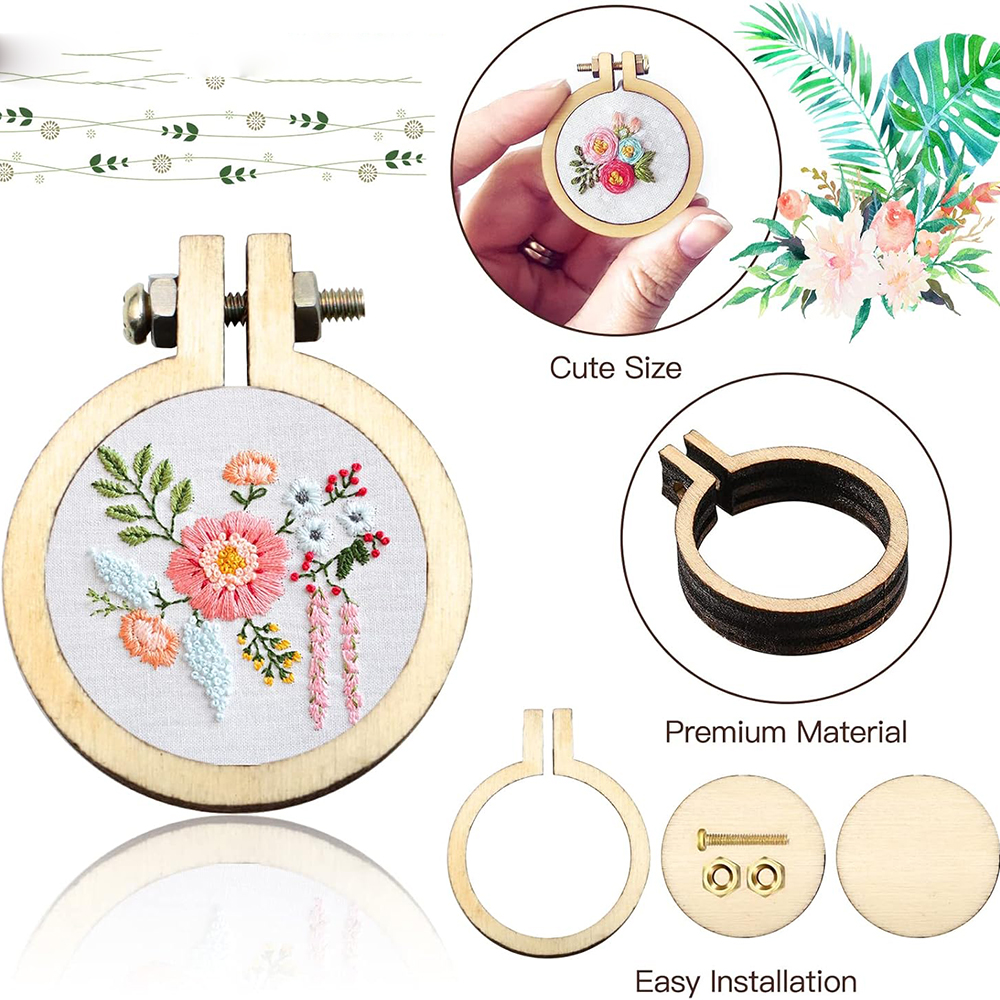 10Pcs/Set Wooden Mini Embroide - Embroidery Hoop Kit recension och pris