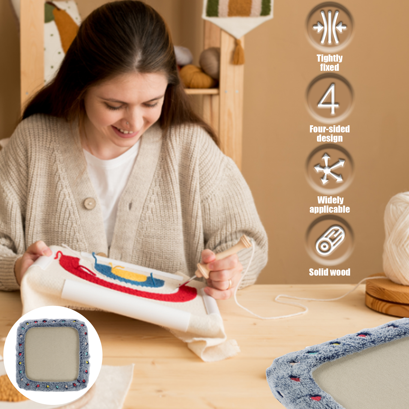 Punch Needle Frame Square Embr - Embroidery Hoop Kit recension och pris