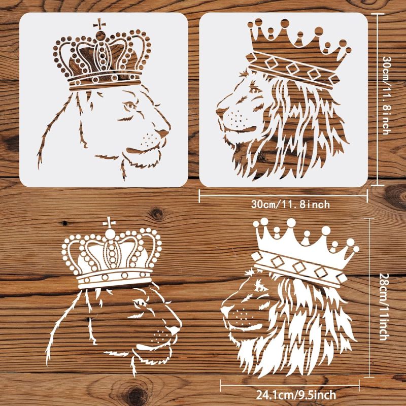 2 Pcs Lion Stencils 11.8x11.8i - Queen Art Craft recension och pris