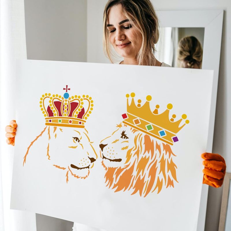 2 Pcs Lion Stencils 11.8x11.8i - Queen Art Craft recension och pris