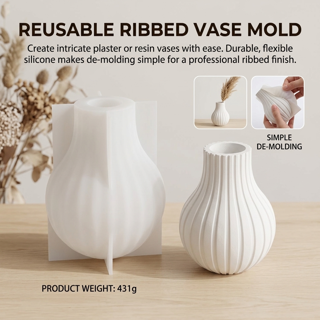 Silicone Vase Mold with Stripe - Art Craft Vase recension och pris
