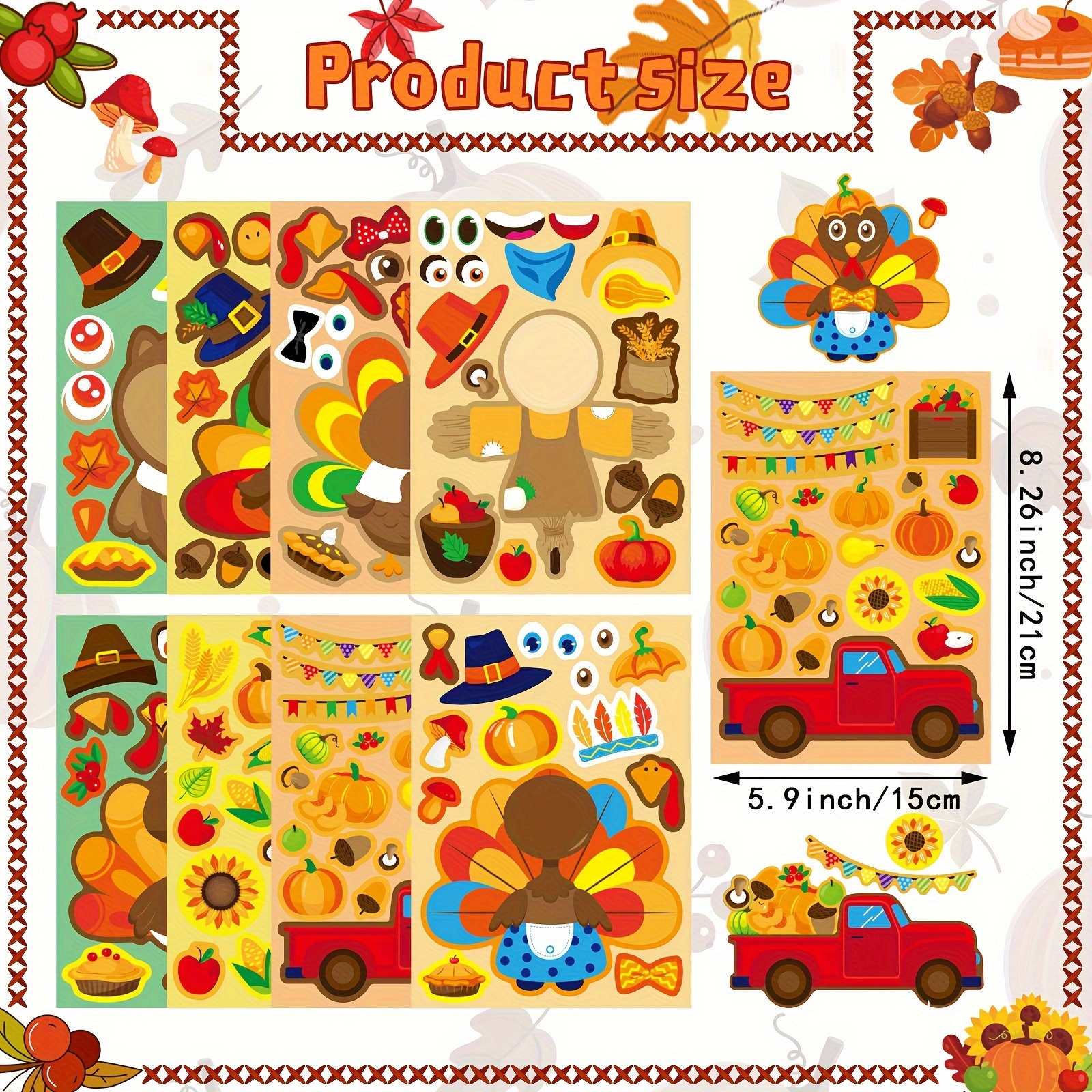 8/16Sheets Thanksgiving Turkey - Art And Craft Autumn recension och pris