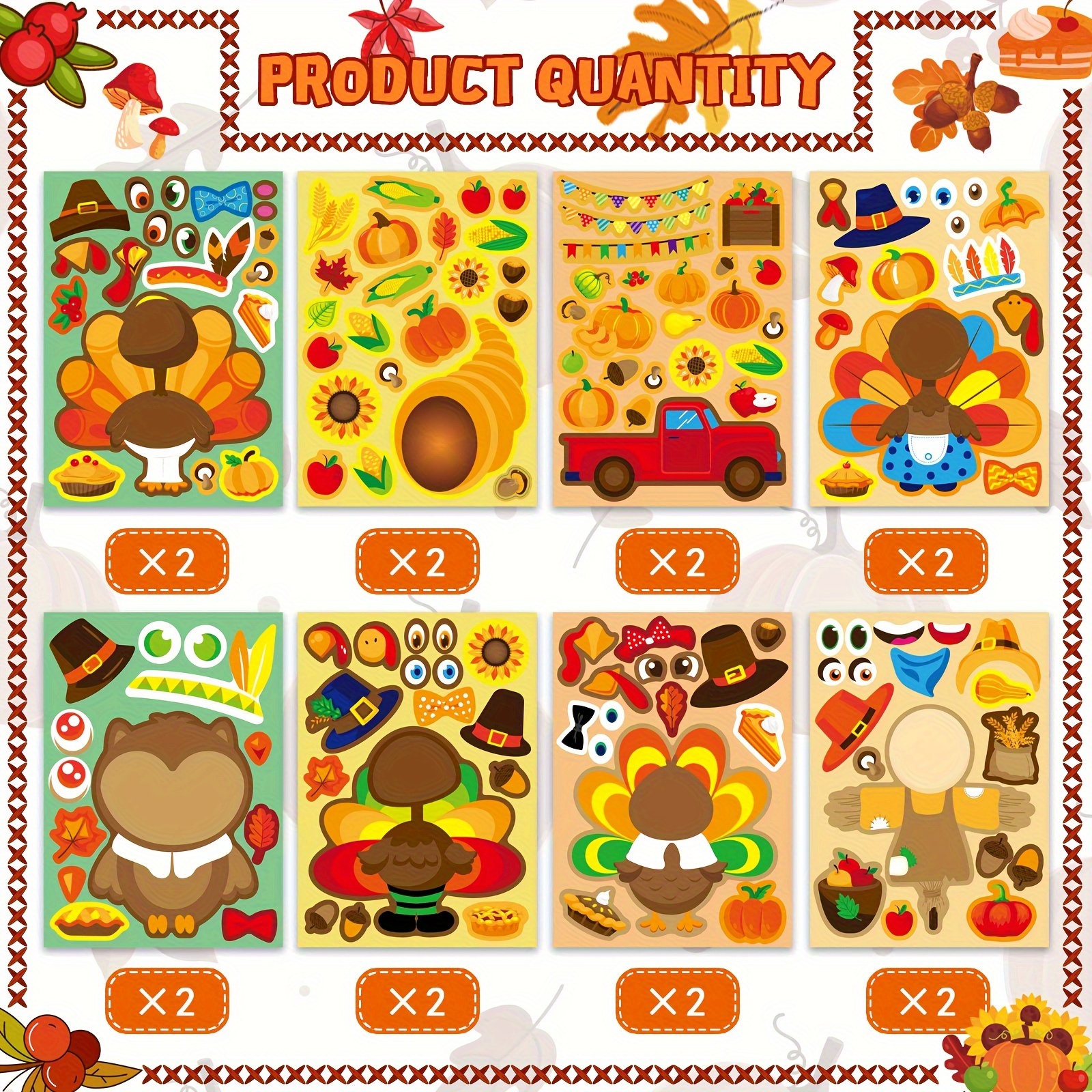 8/16Sheets Thanksgiving Turkey - Art And Craft Autumn recension och pris
