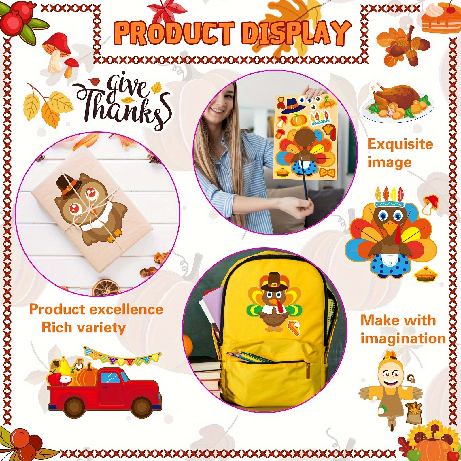 8/16Sheets Thanksgiving Turkey - Art And Craft Autumn recension och pris