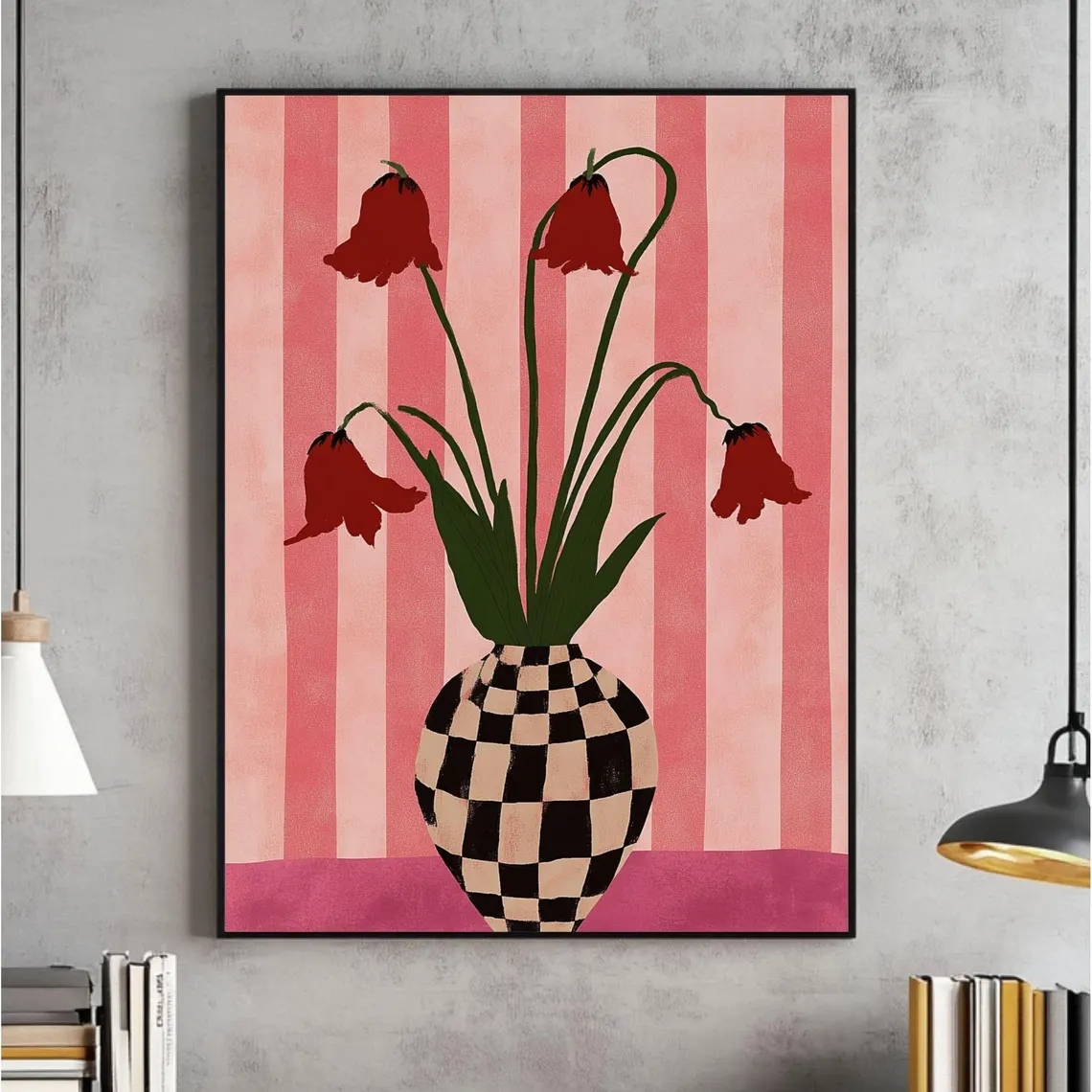 Tulips In A Checkered Vase Wal - Art Craft Vase recension och pris