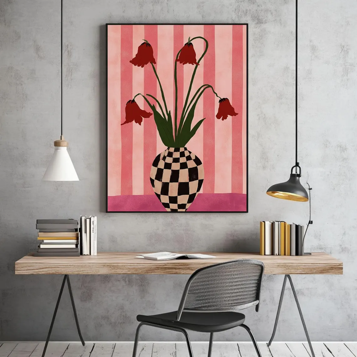 Tulips In A Checkered Vase Wal - Art Craft Vase recension och pris