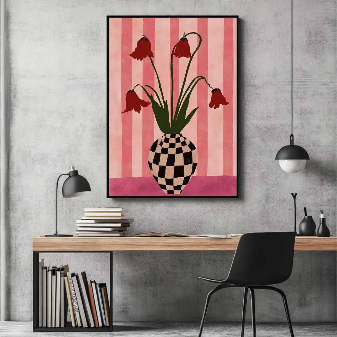 Tulips In A Checkered Vase Wal - Art Craft Vase recension och pris