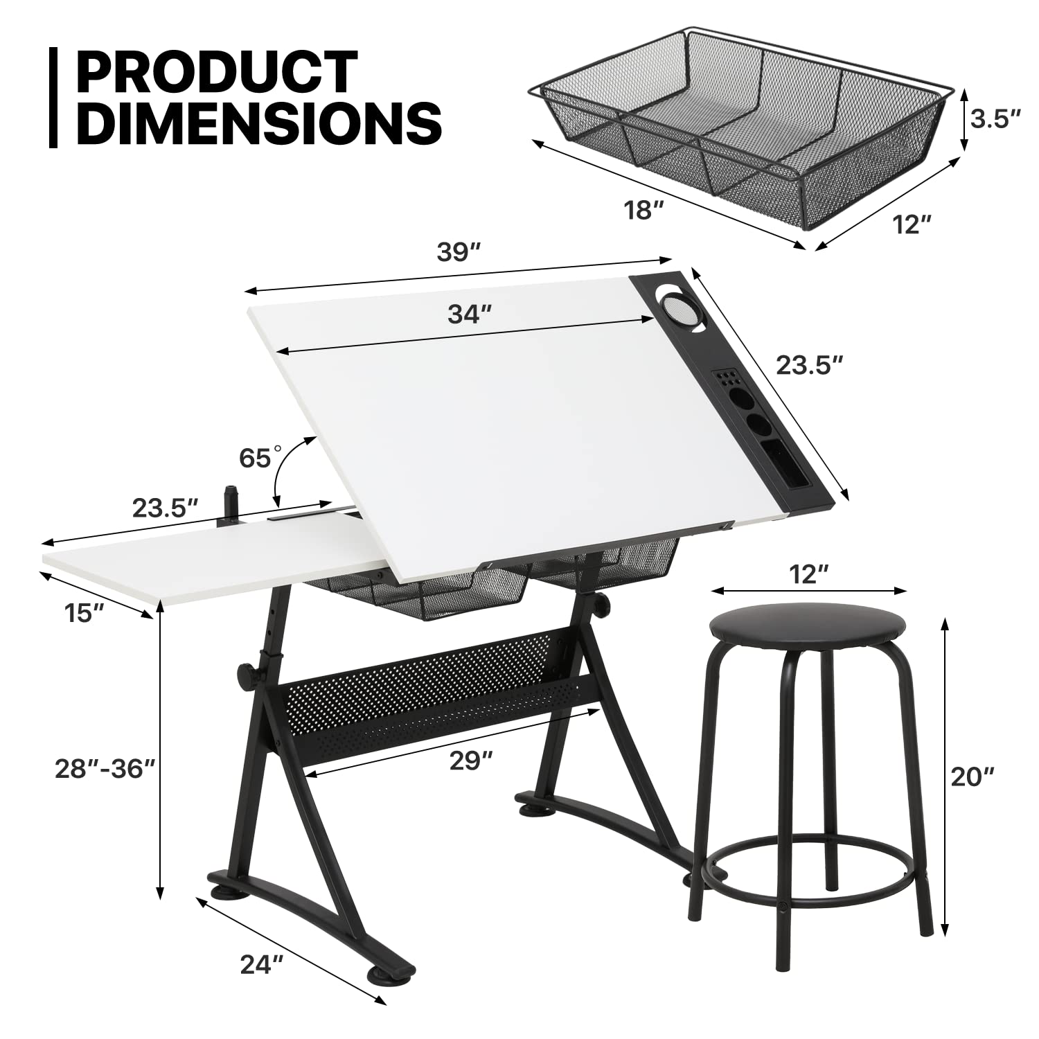 Adjustable Drafting Desk with  - Art & Craft Paper Origami recension och pris