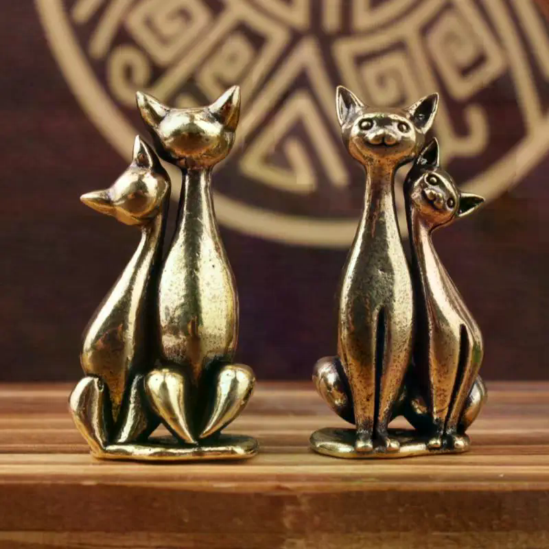 Brass Double Cat Sculpture Orn - Art Craft Cat recension och pris