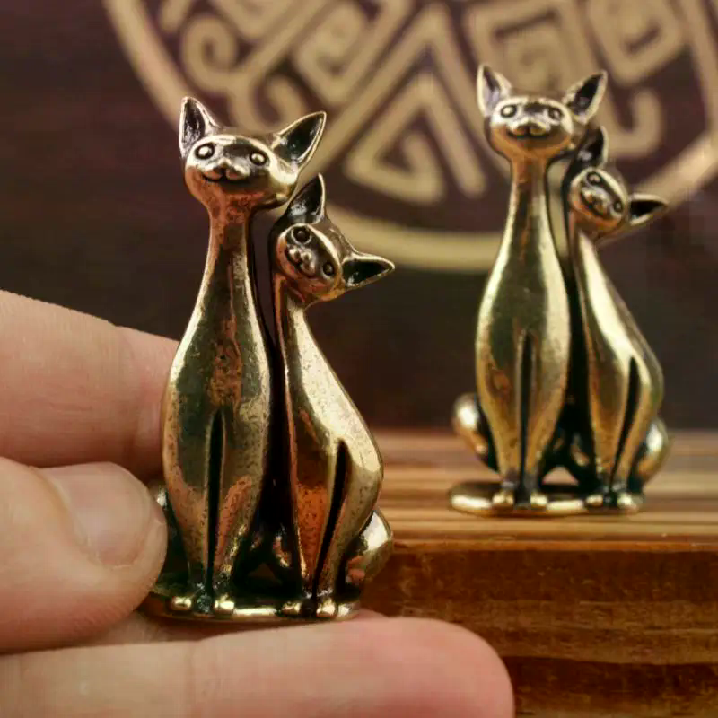 Brass Double Cat Sculpture Orn - Art Craft Cat recension och pris