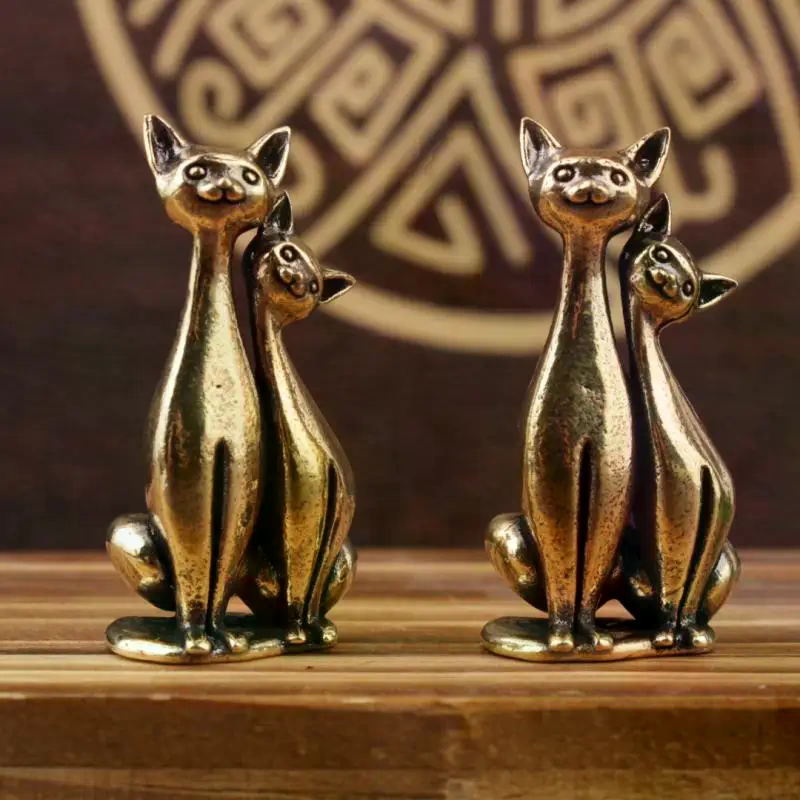 Brass Double Cat Sculpture Orn - Art Craft Cat recension och pris