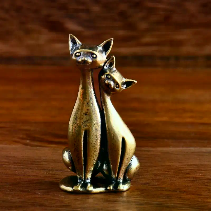 Brass Double Cat Sculpture Orn - Art Craft Cat recension och pris